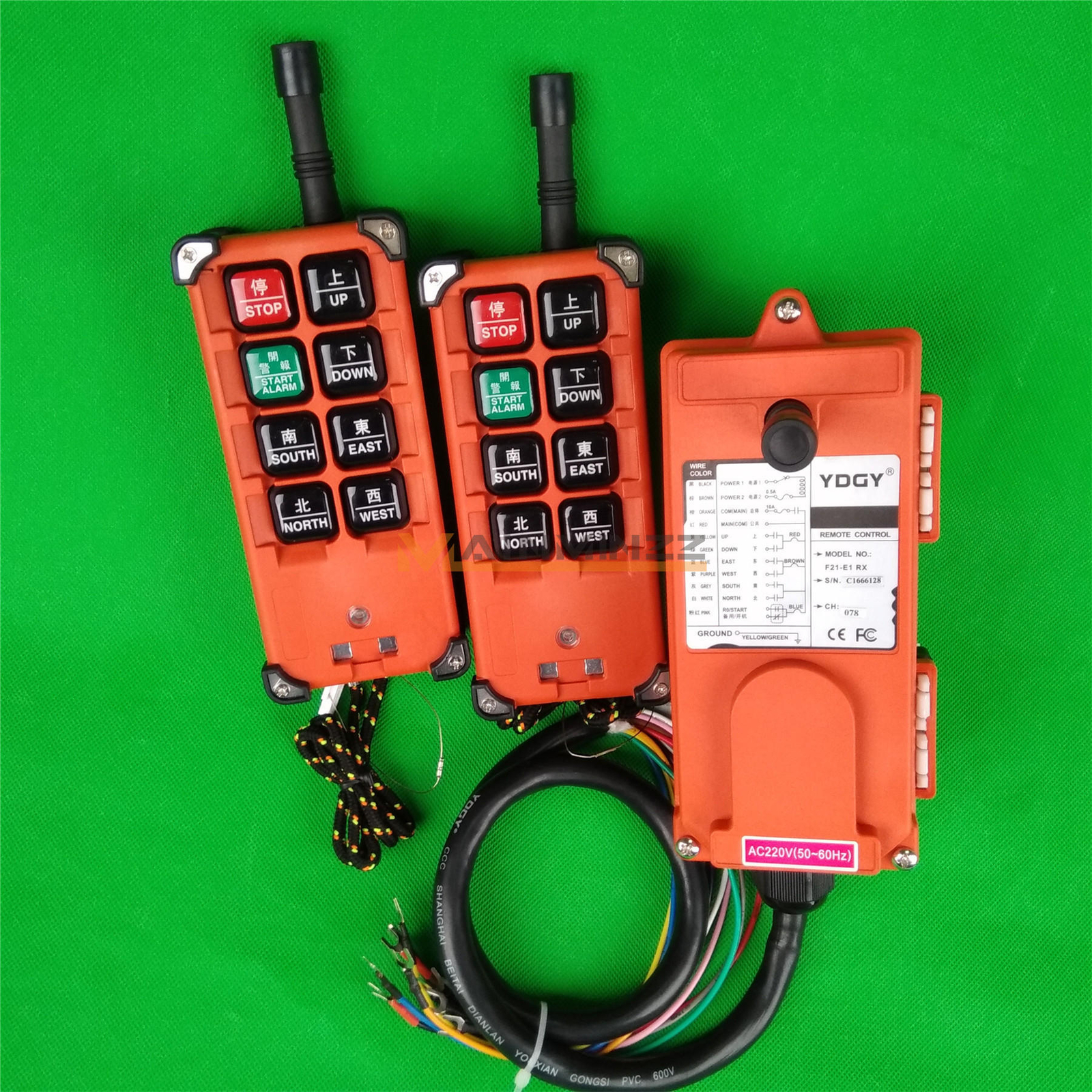 Double Emitters Hoist Crane Radio Wireless Remote Control AC 220V F21-E1B New