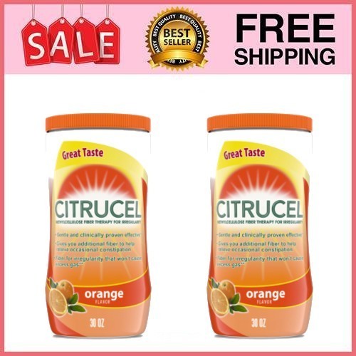 2 Pack Fiber Powder for Occasional Constipation Relief, Orange Flavor,30oz Pk