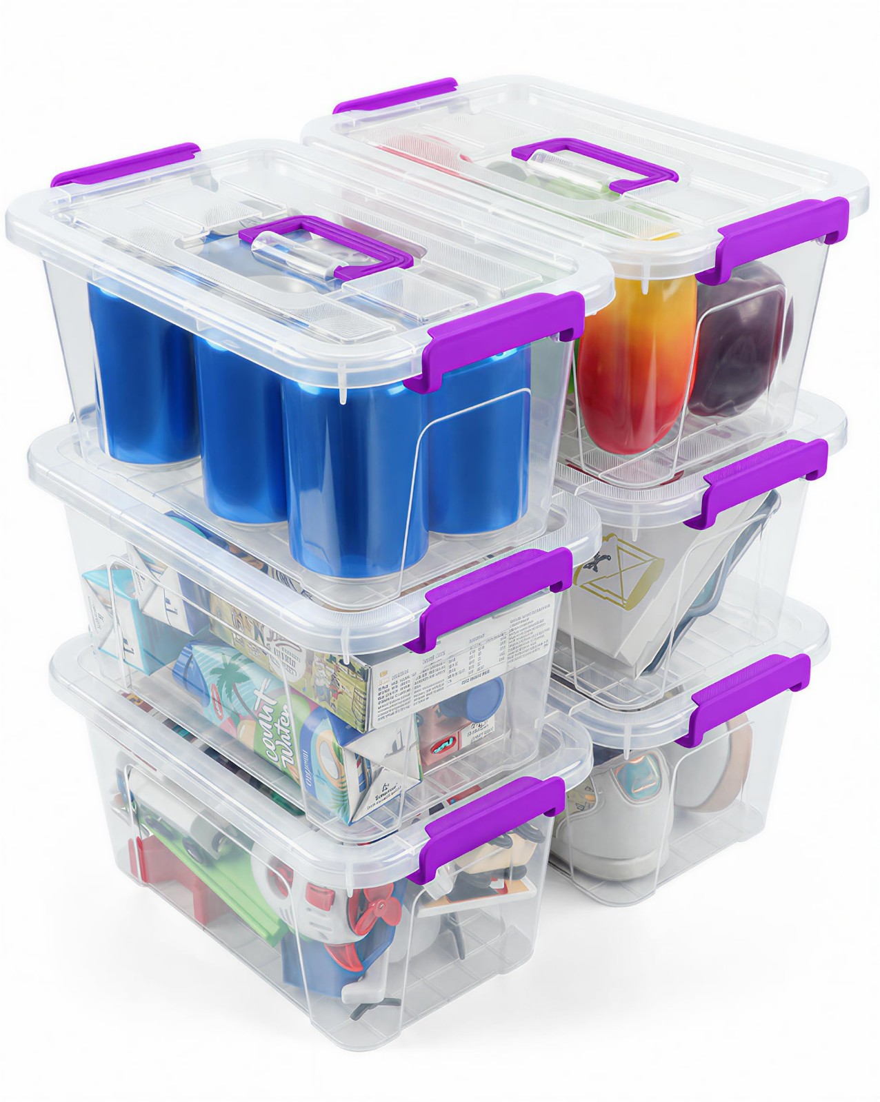 7Qt Clear Stackable Storage Bins with Lids - 6-Pack for LEGO, Crafts & Office