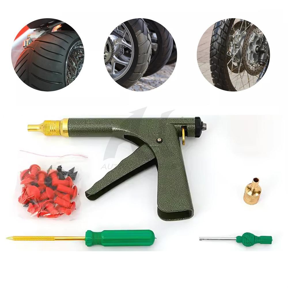 Tire Plugger Tubeless Tire Wheel Repair Gun Kit Mushroom Plug Probe Nozzle New