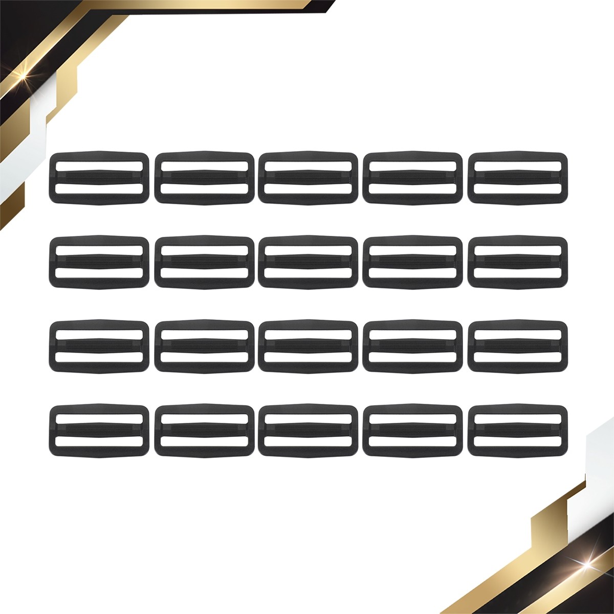 20Pack Plastic Slide Buckle 2 Inch(51mm) Tri-Glide Slider Black