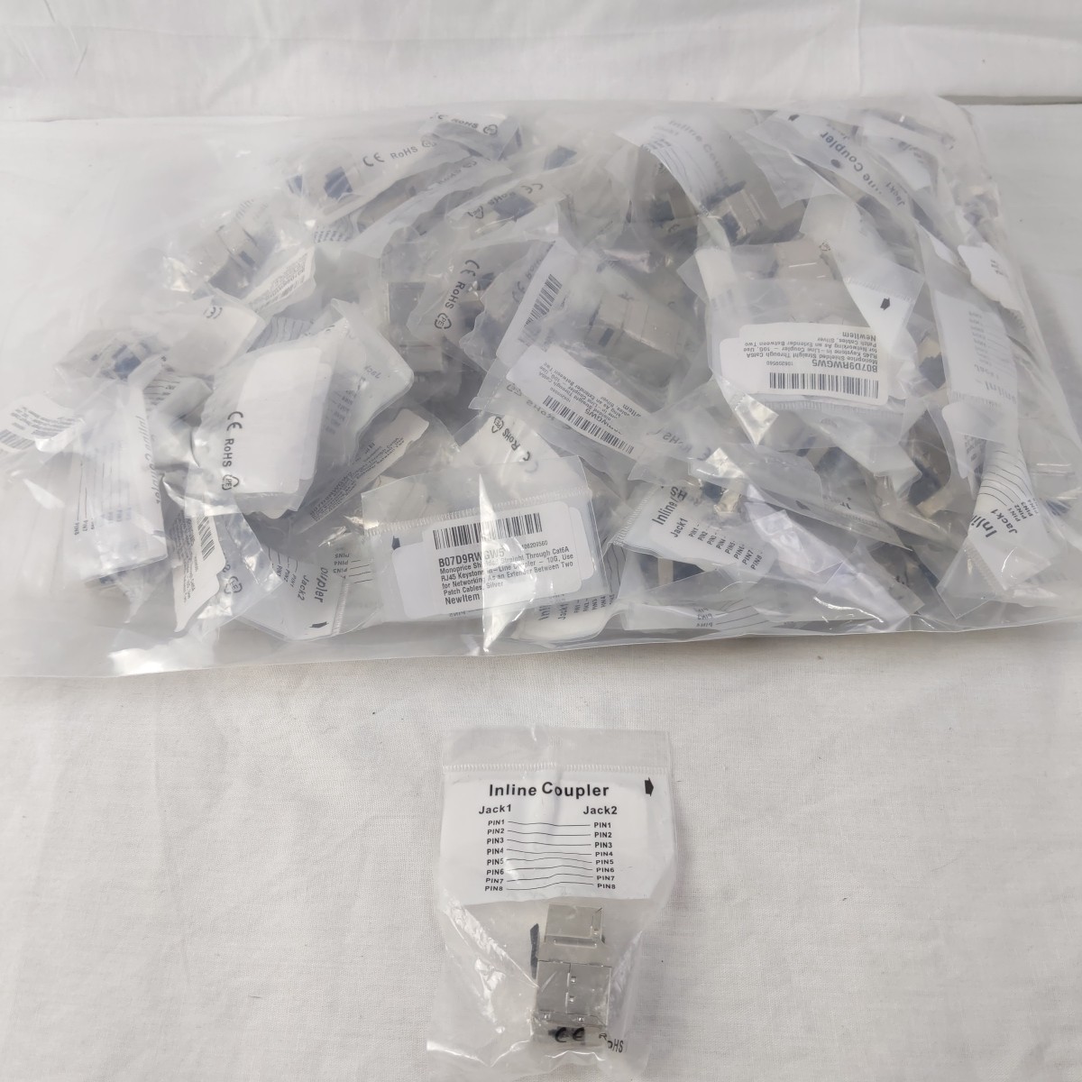 Lot of 65 Monoprice 15696 Cat6A UTP Keystone Inline Coupler Jack RJ45-RJ45