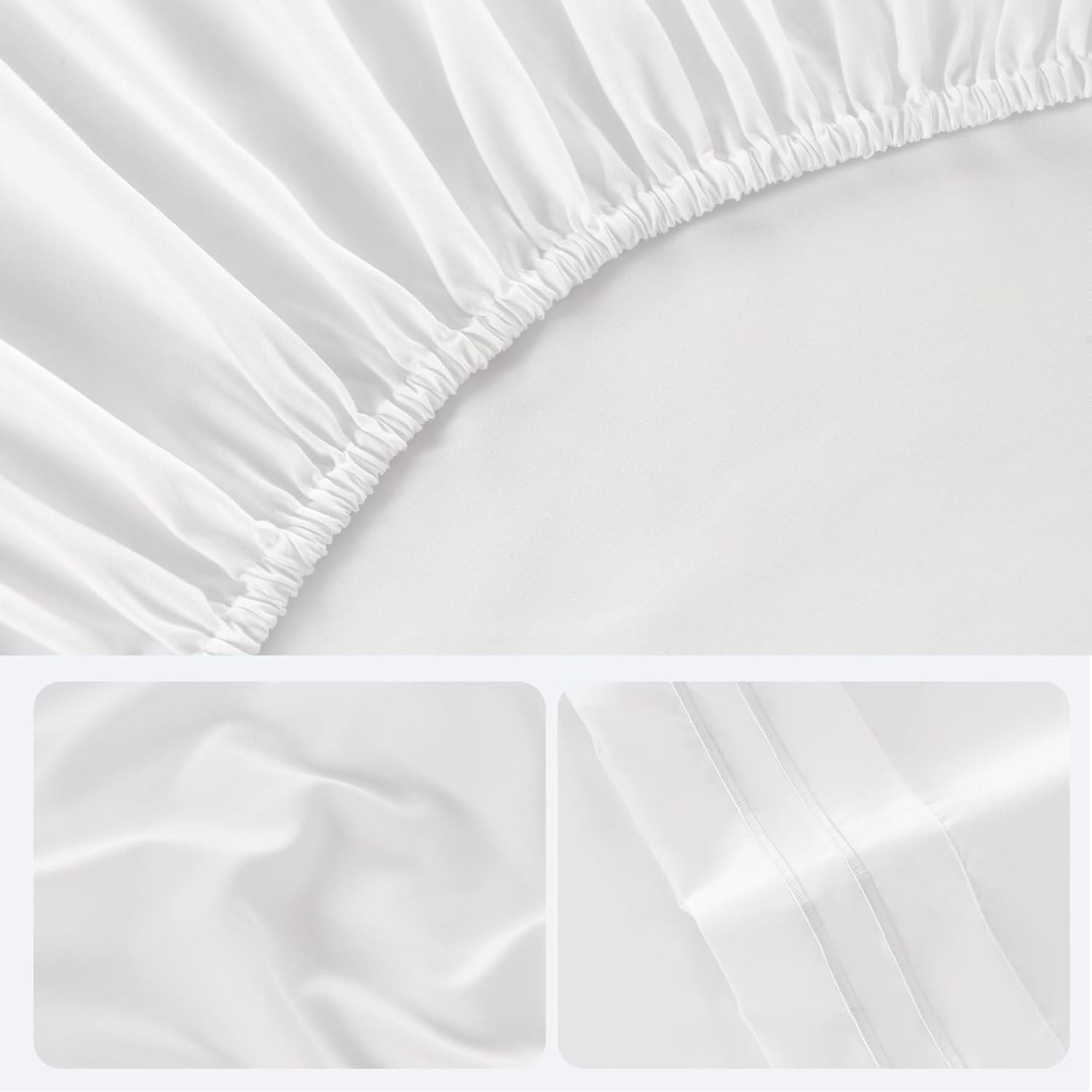 White Queen Sheet Set 4 Pieces Soft Bedding Queen Sheet Set Breathable & Cooling