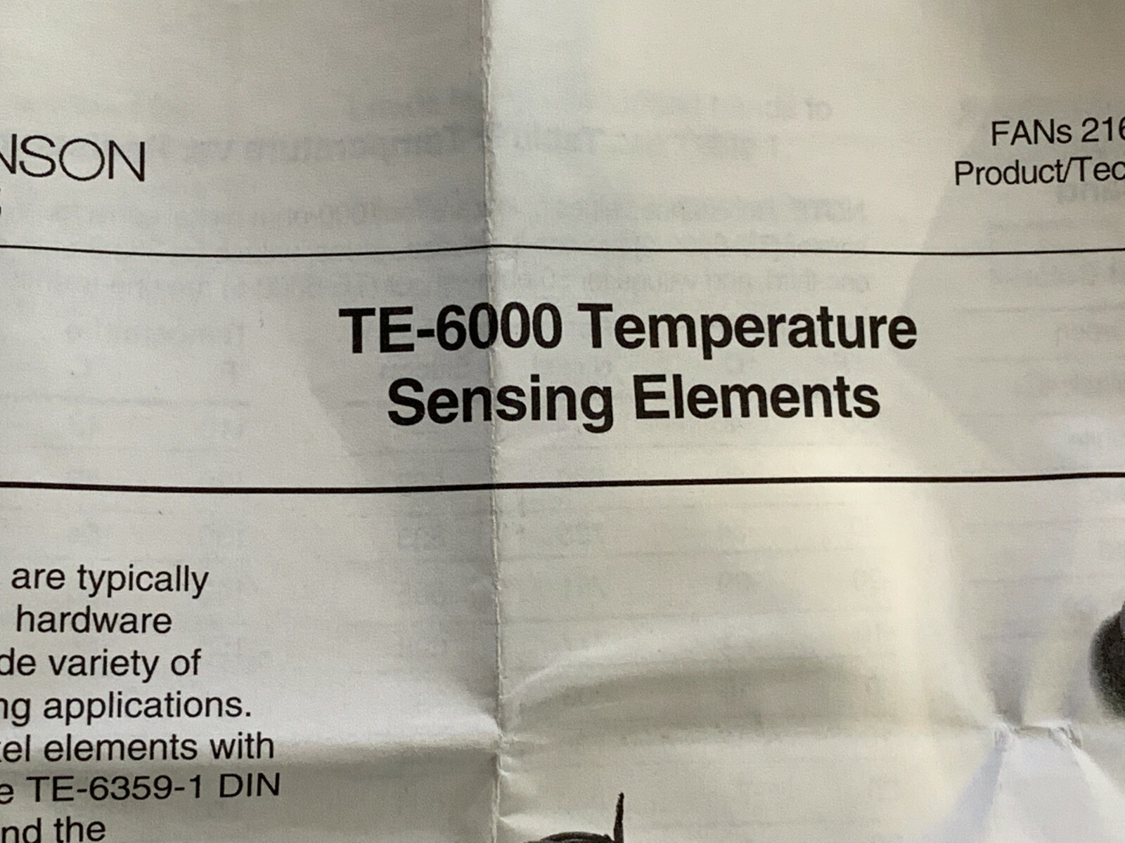 Johnson Controls TE-6000-100 Temperature Sensor - NIB