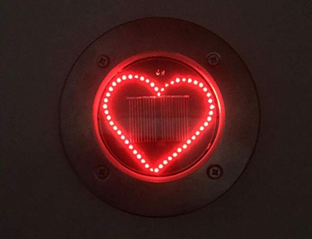 Solar Ground Lights 53 LED 8 Pack 8 lights Heart Shape Disk Lights In-Ground