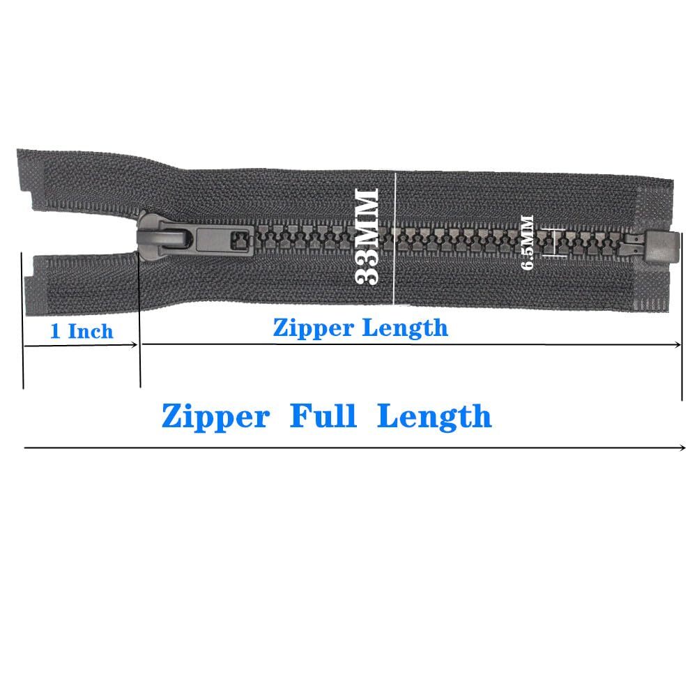 2PCS #5 14 Inch Separating Jacket Zippers Resin Zipper Molded Plastic Zippers...