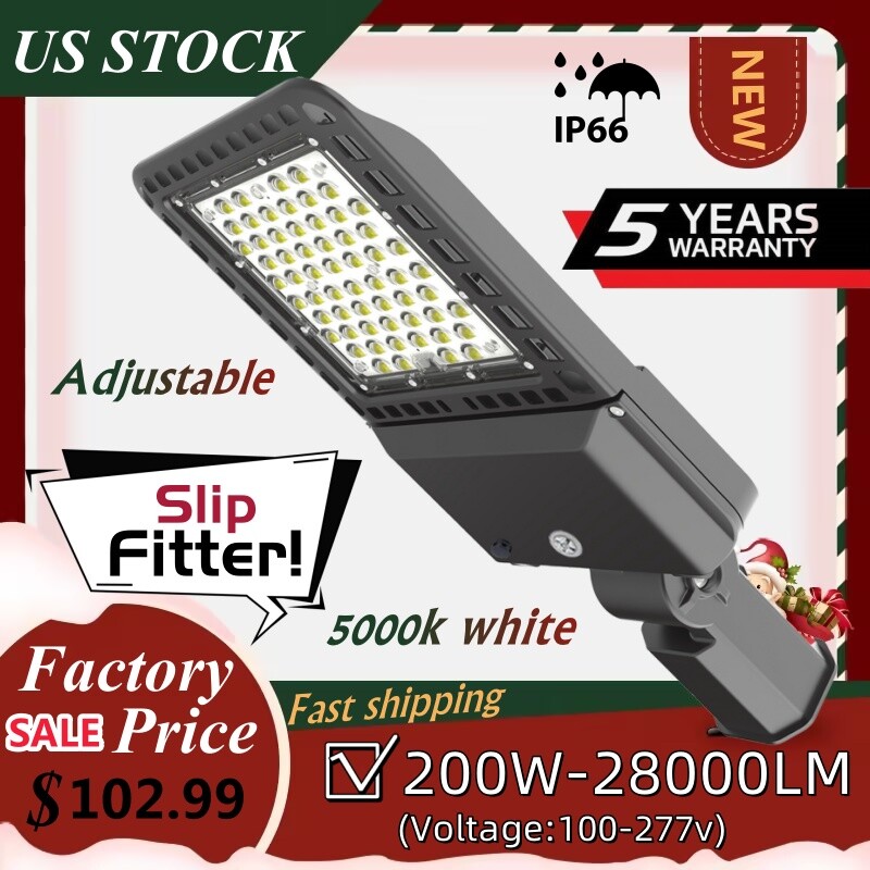 LED Shoebox Pole Light 200W Dusk To Dawn Outdoor LED Parking Lot Light Photocell
