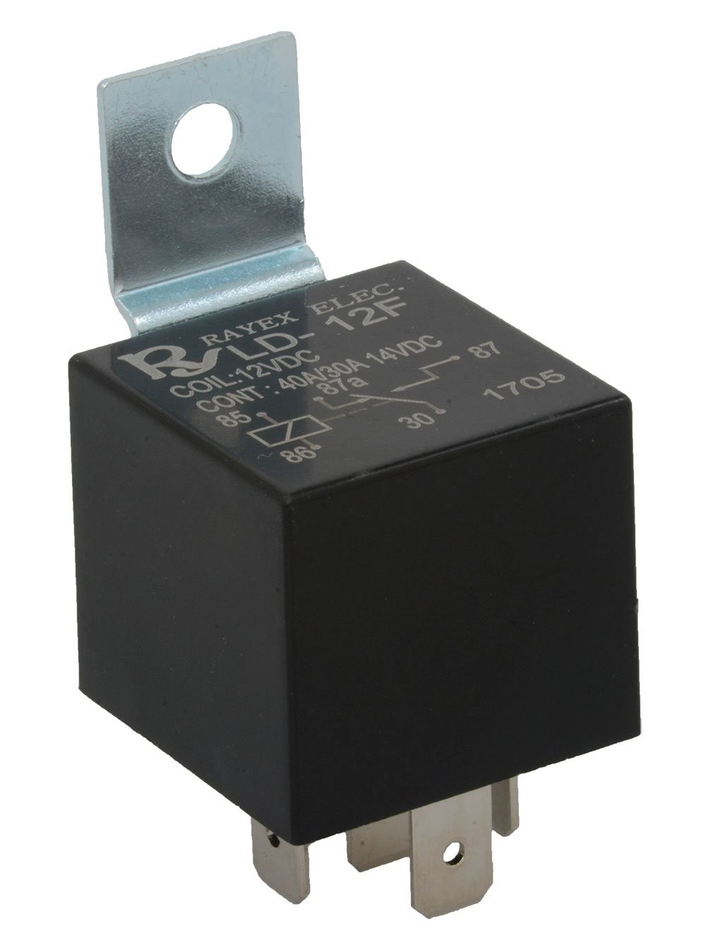 Rayex LD-12F-R Plastic Enclosed-Style Relay, Spdt, 12V, 40A, 87 Ohms Coil, 5...