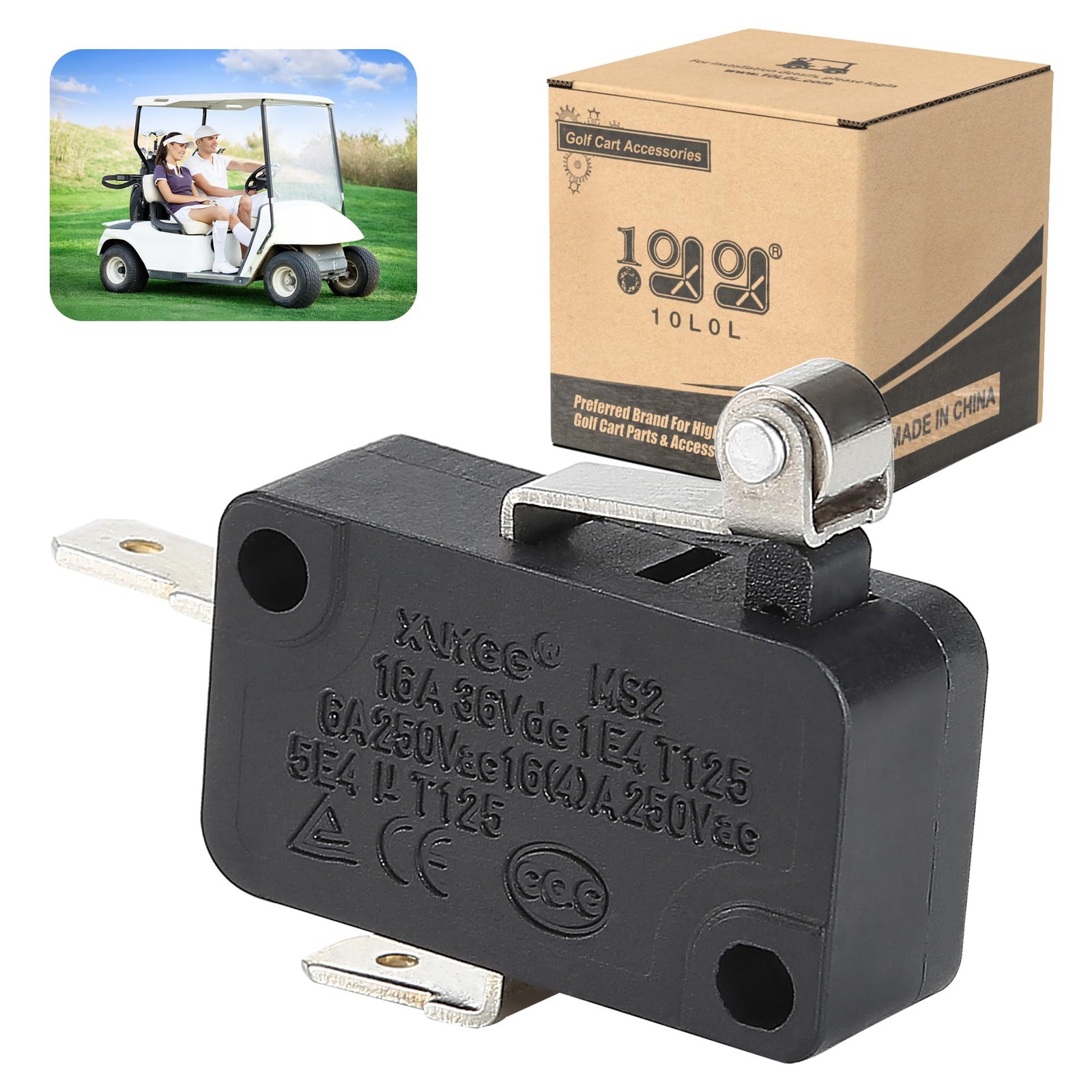 10L0L Golf Cart Accelerator Pedal Box Micro Switch for EZGO TXT 1994-Up Black