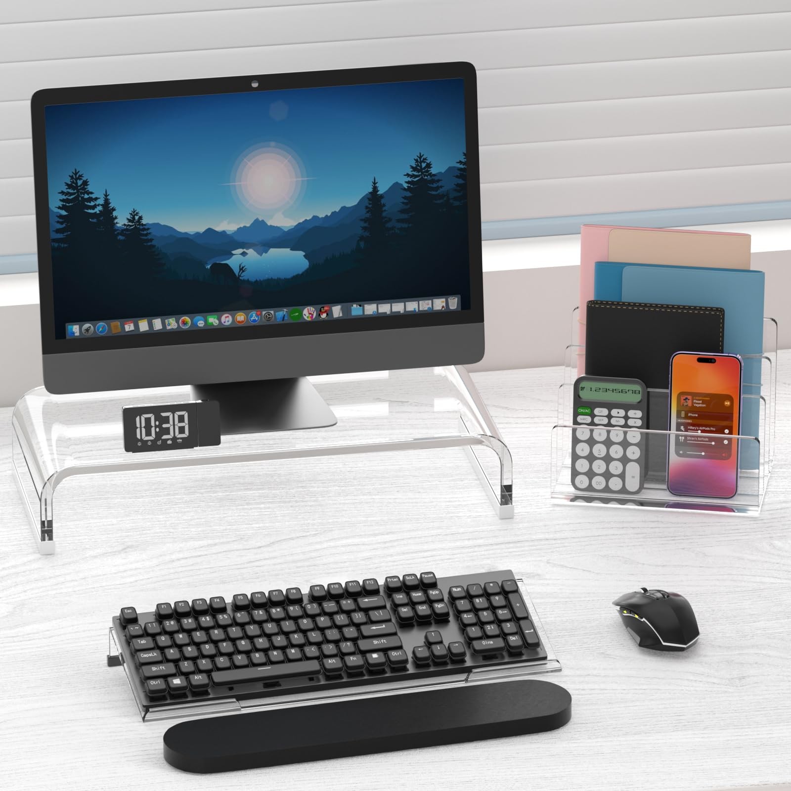 Ergonomic Computer Keyboard Stand Acrylic Tilt Riser Clear Anti Slip