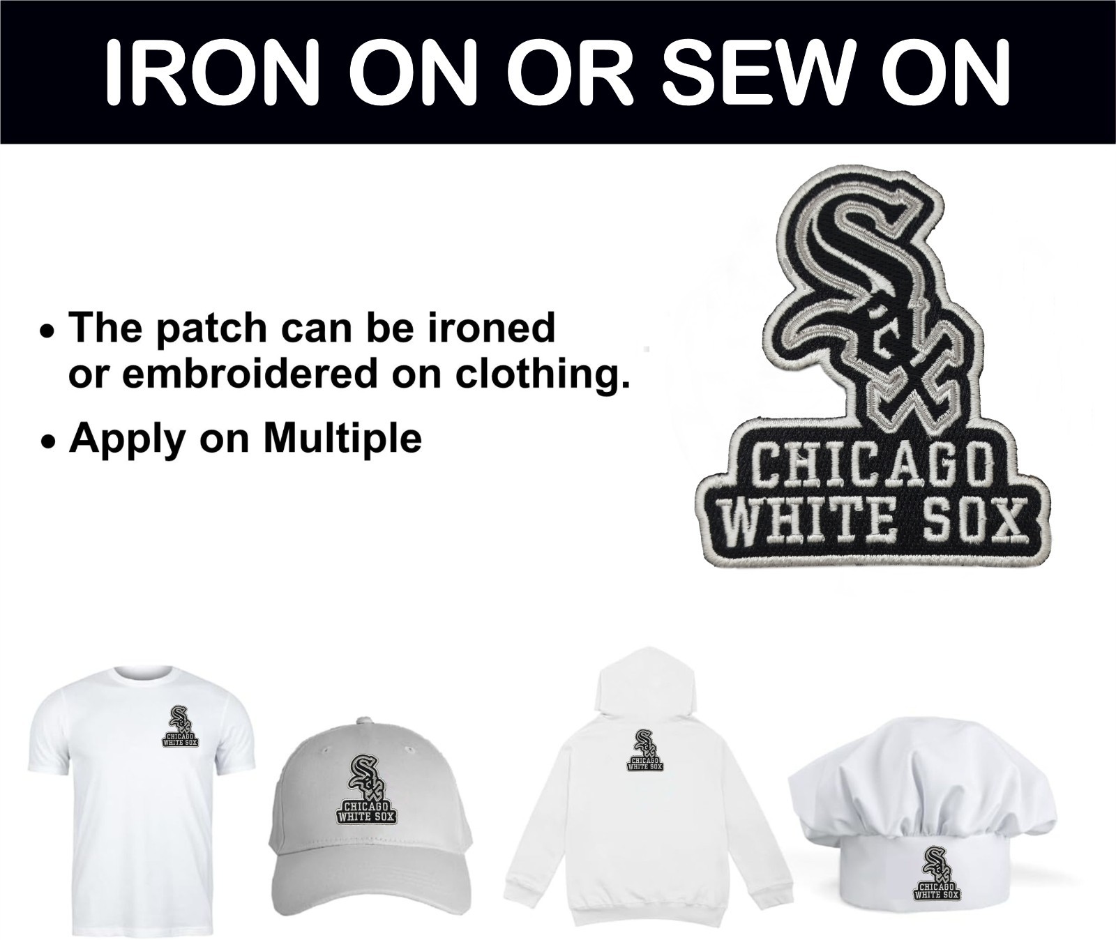 White Sox MLB Baseball Team Logo Iron On Patch-Sew Patch-Embroidered Patch