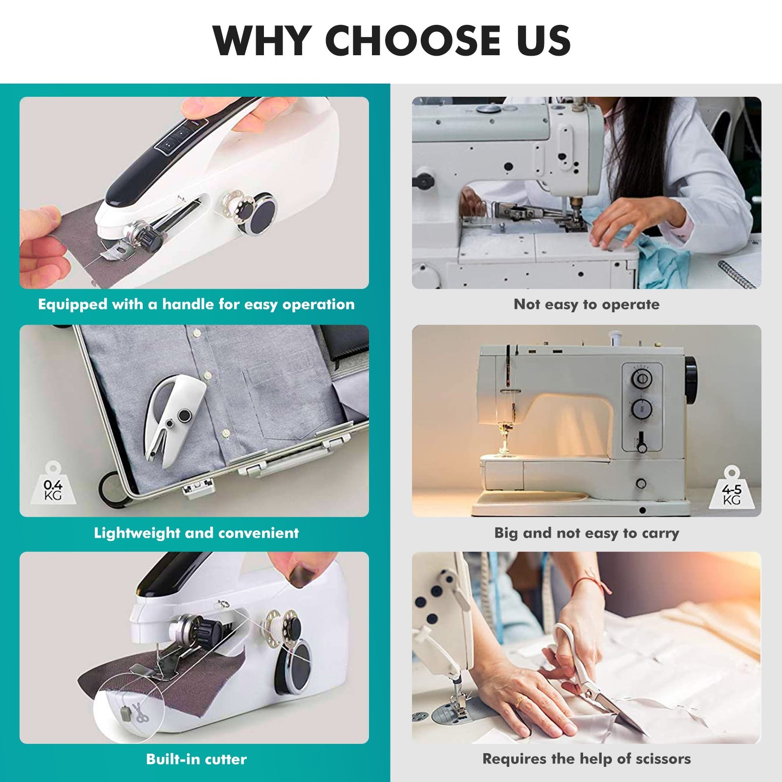 Upgraded Handheld Sewing Machine Heavy Duty Portable Electric Stitch Tool Type-C