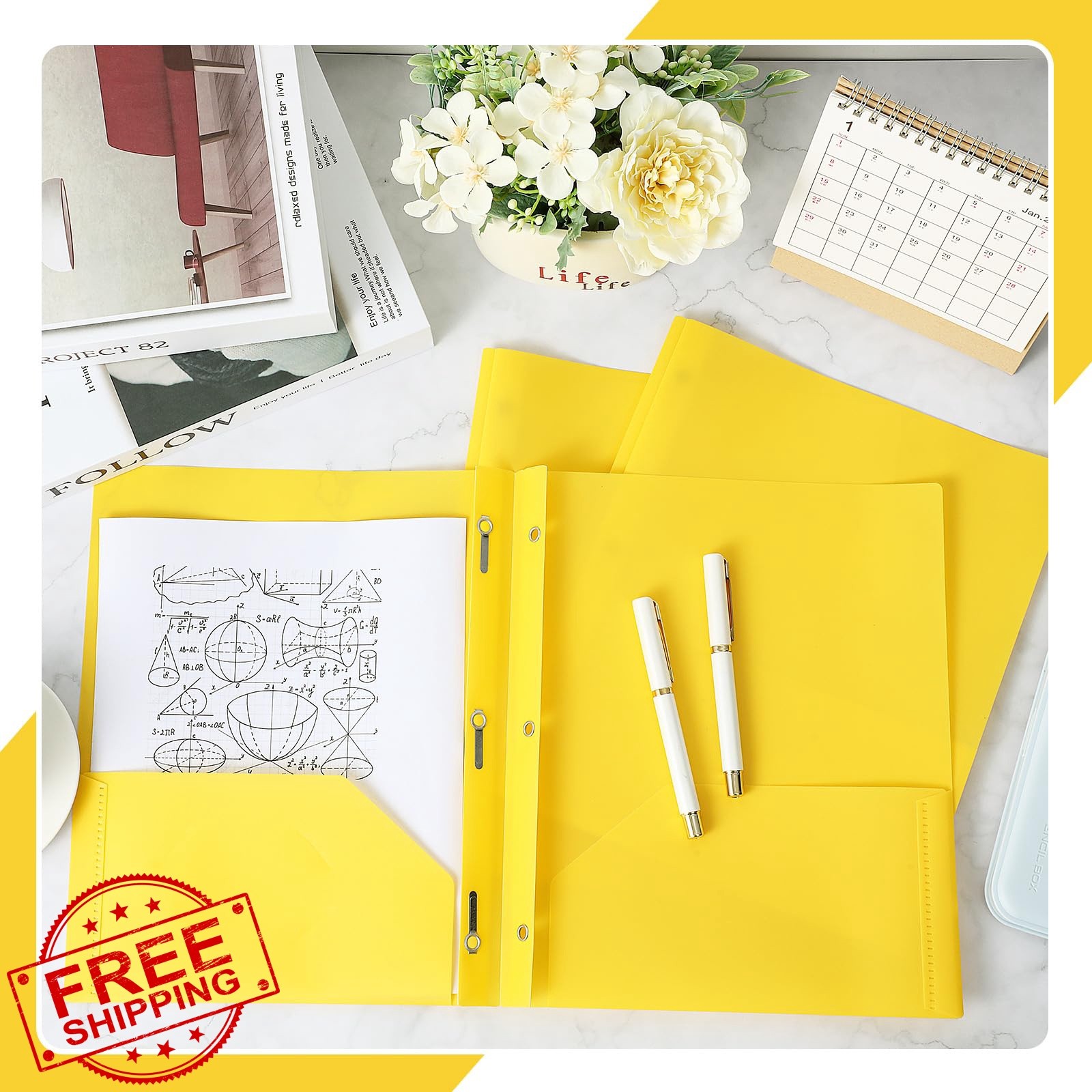 Lincia Yellow Prong Folders 100 Pack