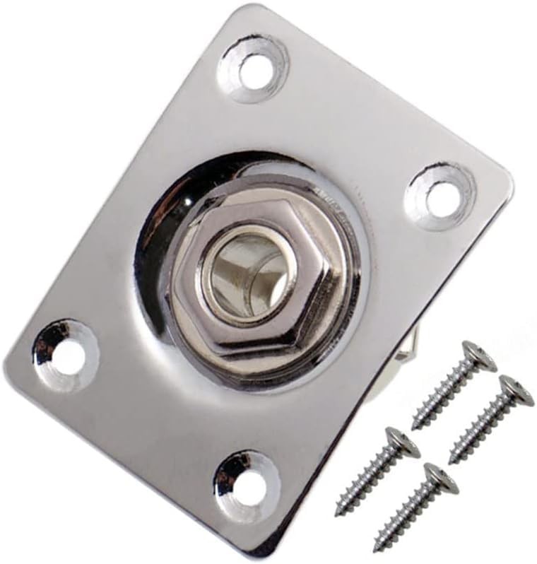 JD.Moon Square Metal 1/4 Output Jack Plate Input Socket Small, Chrome