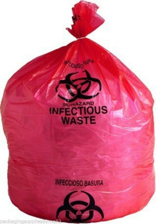 Red Infectious Biohazard Waste Liners 31x43 33 Gallon 70 Bags