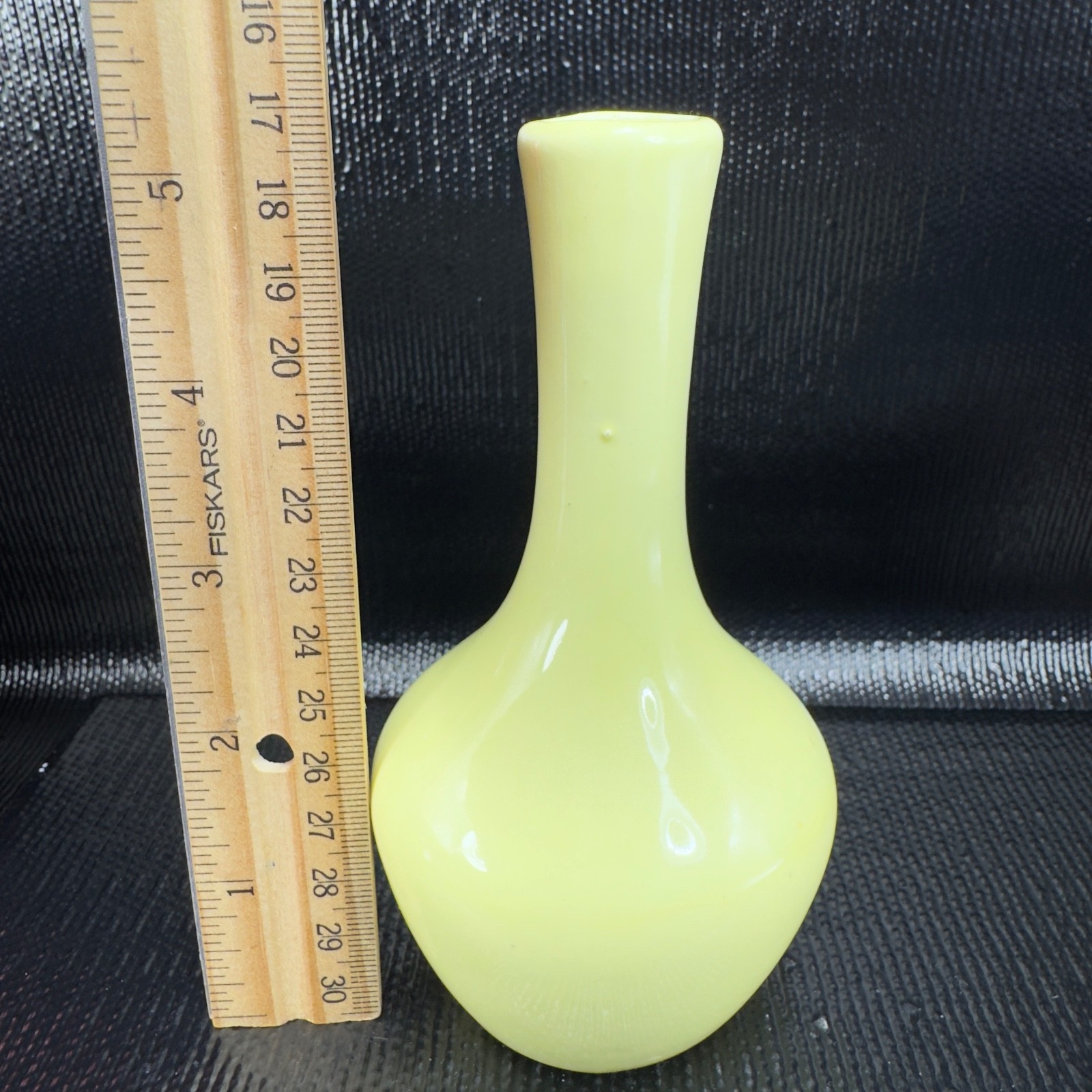 Vintage 1960s Pale Yellow Hand Made Studio Pottery Bud Vase Vessel Narrow Neck