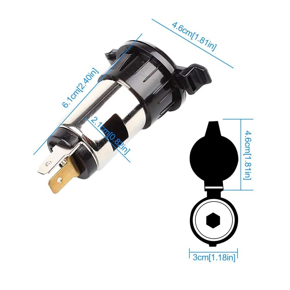 12V Car Cigarette Socket Lighter Power Plug Outlet with 23" Line for Motorcycle