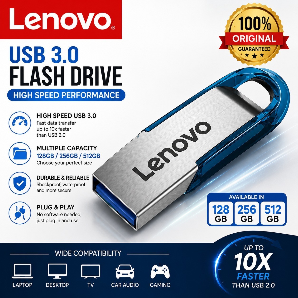 USB Type-A Flash Drive Metal Memory Stick High Speed USB Drive 128GB 256GB 512GB
