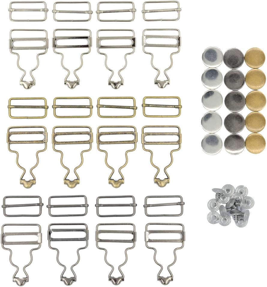 12 sets 1-1/2 inch Suspender Buckle, Tri-Glide Overall Buckles with 15 sets Copp
