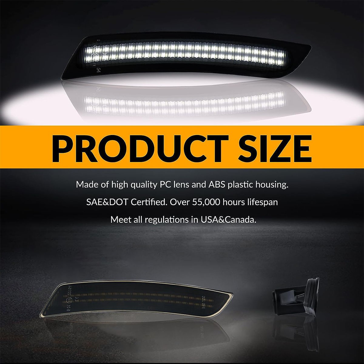 4X Dynamic White LED Side Marker Light Front Rear Set for Chevy Camaro 2016-2023