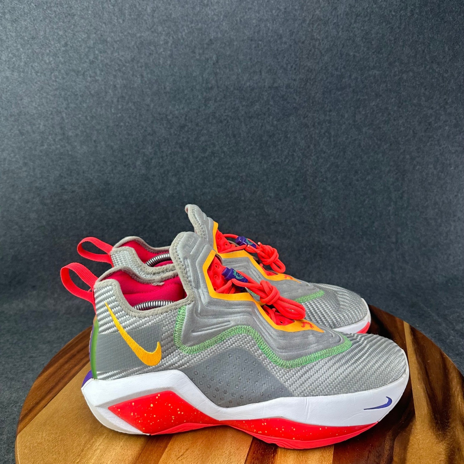Nike LeBron Soldier 14 Grey Red Orange Basketball Shoes CK6024-001 Mens 10