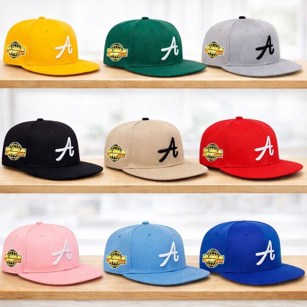 Logo-A Flat Brim Cotton Atlanta Snapback Baseball Cap Hip Hop Street Style Hat