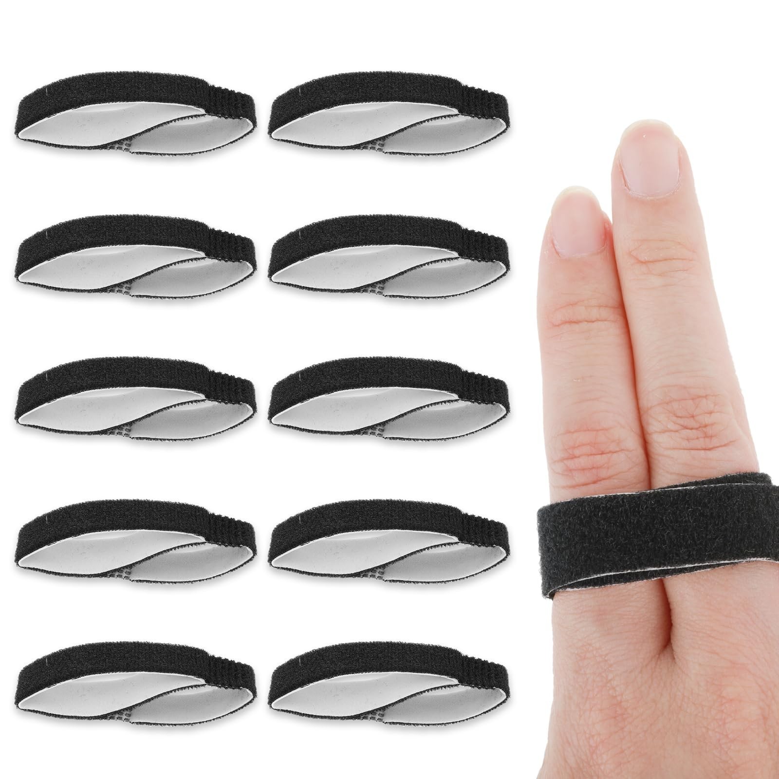 Gjinxi 10 Pack Tape Finger Straps With Padded Hook and Loop Finger Buddy Stra...