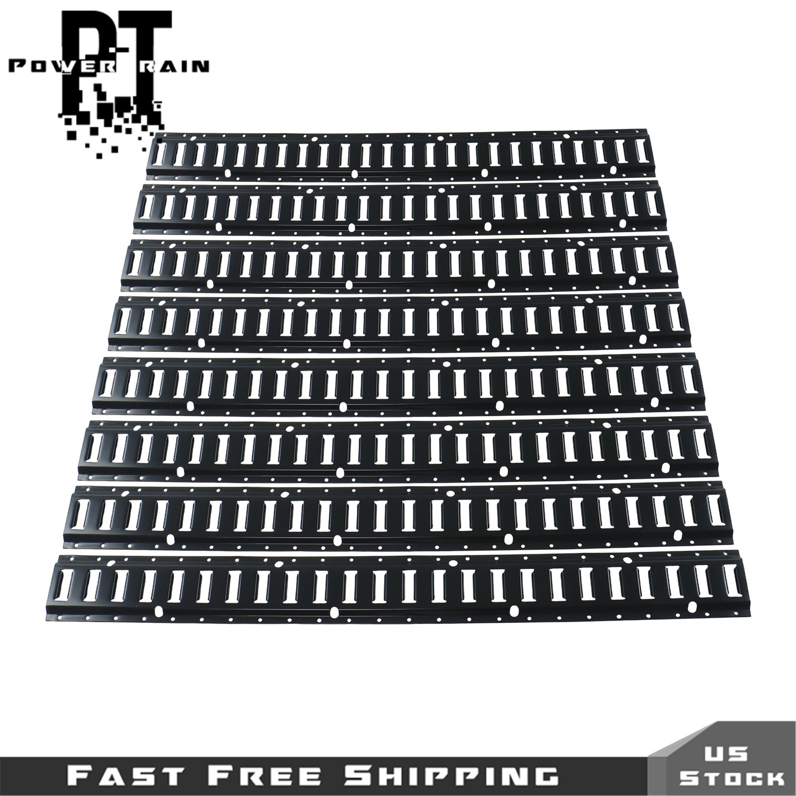 8 Pack 4' E Track Tie Down Rail Black For Garages Vans Powder-Coat