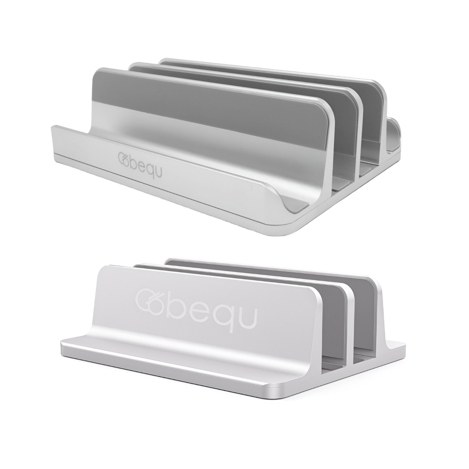 BEQU 2/4/Combo Slots Vertical Laptop Stand/Holder, Heavy Duty Aluminum (Silver)