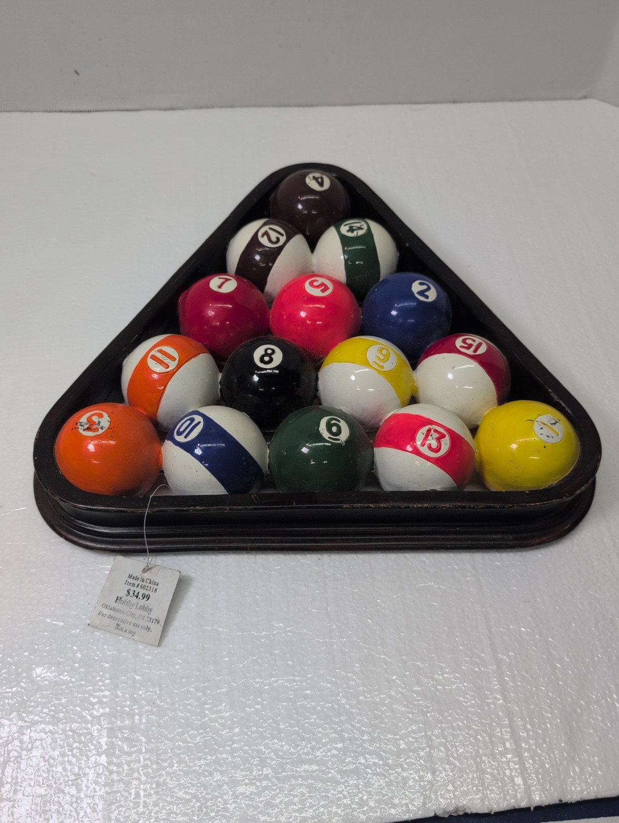 Complete Billiard Ball Set with Triangle Rack wall art