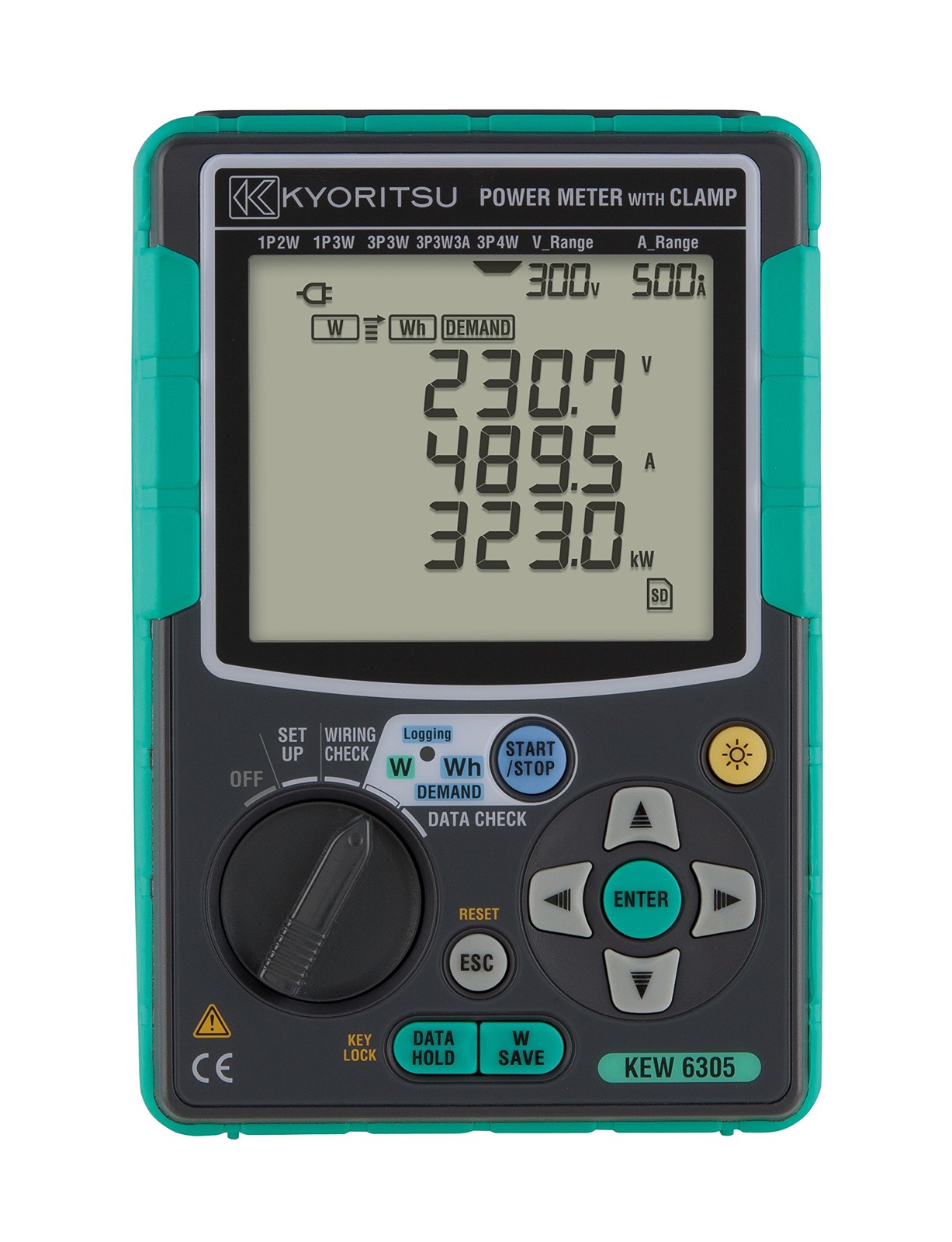 Kyoritsu 6305-02 Compact Power Meter Data Logger Kit 500A Sensors Japan