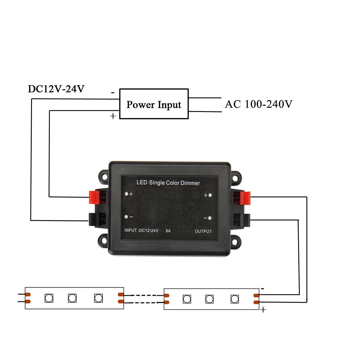 DC 12-24V LED Single Color Strip Light Wireless RF Remote Controller Dimmer