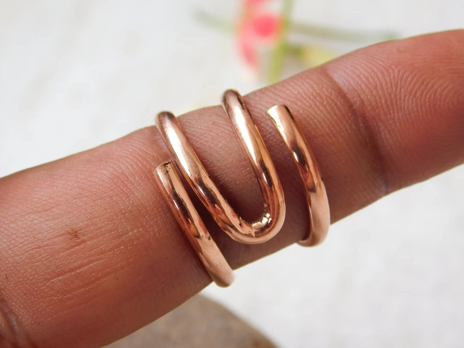 Solid Copper Minimalist Healing Ring Handmade Unisex Thumb Ring