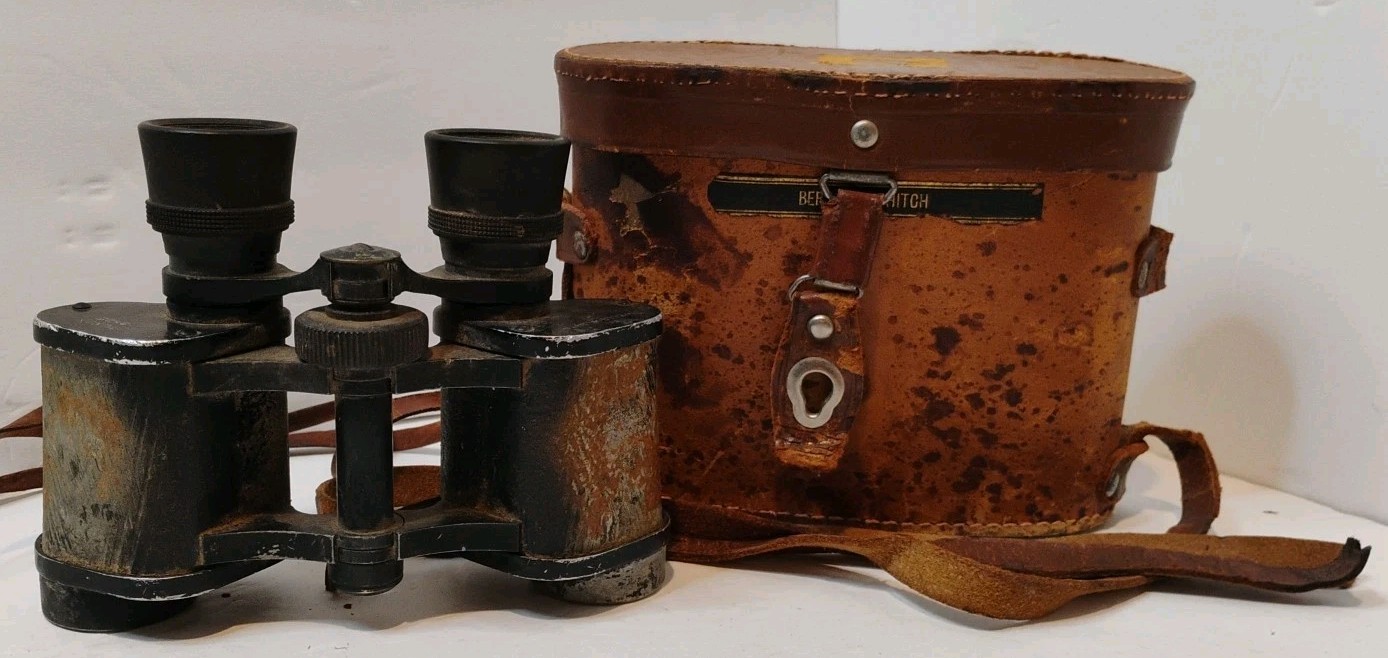 Vintage Tuxon "Wellsworth" Binoculars 8x25 w/ Original Leather Case From France