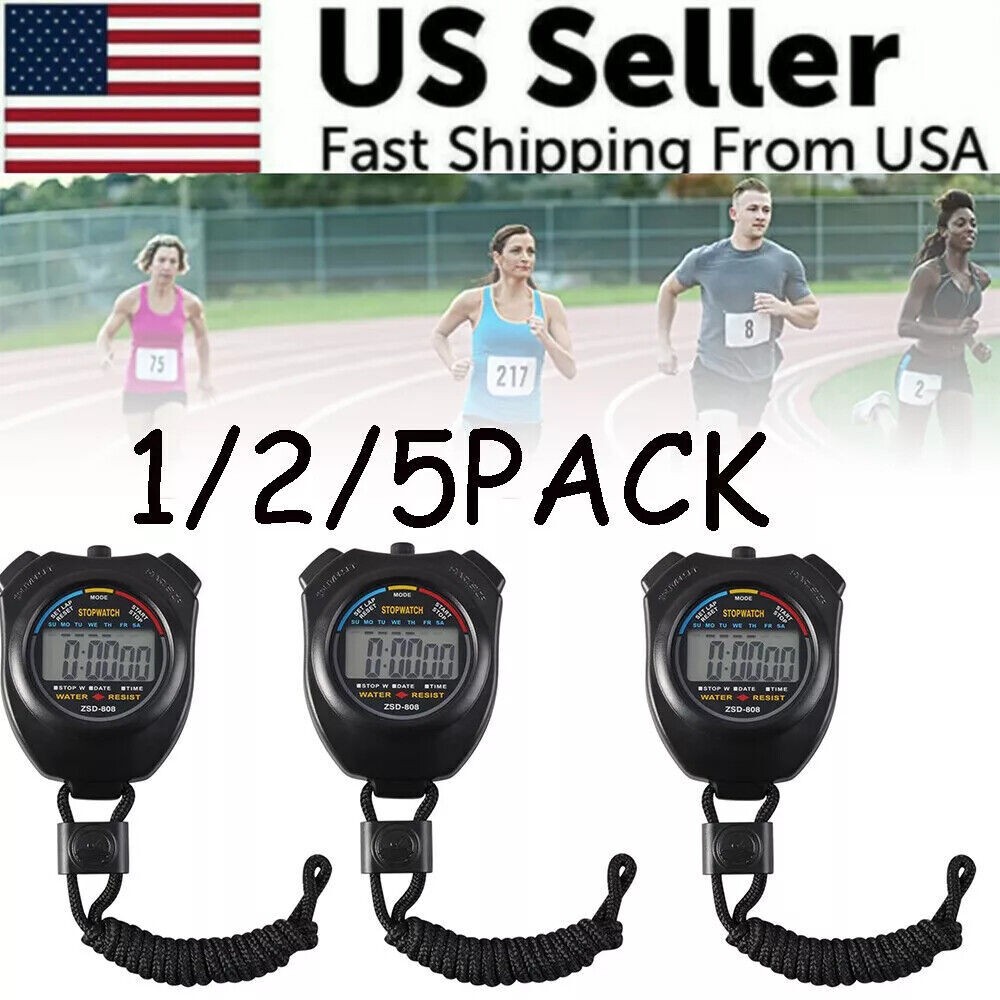 Multi-Function Electronic Digital Sport Stopwatch Timer, Large Display & Date US