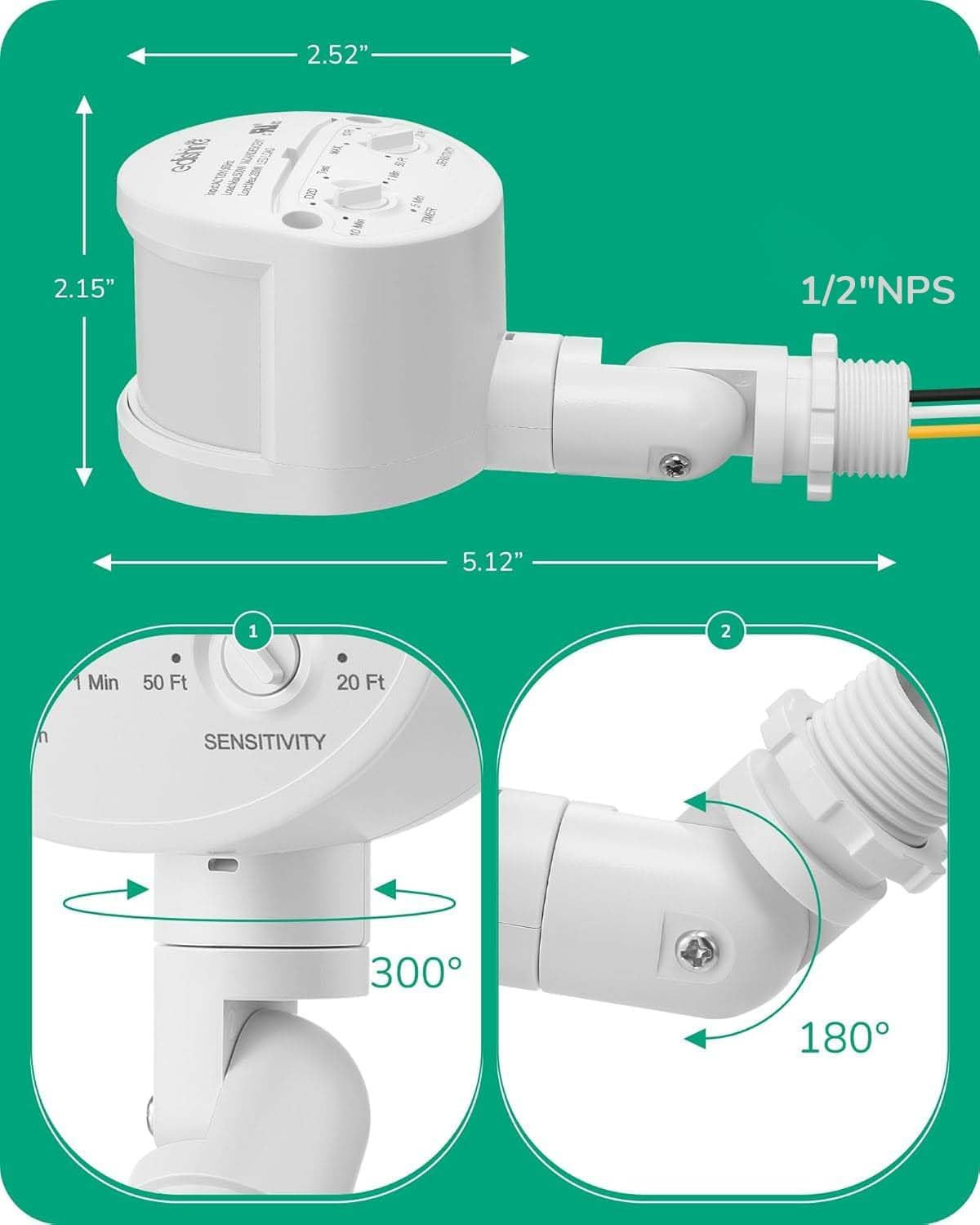 Motion Sensor, 180-Degree Replacement Motion Detector for Security Floodlights,