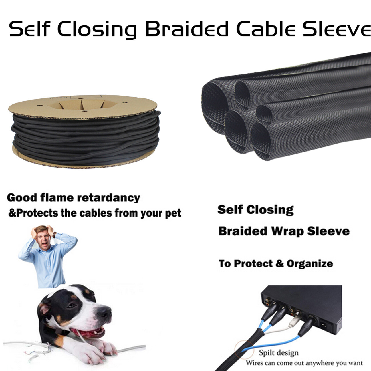 Split Wire Loom Tubing Power Cord Protector Cable Sleeve Wires Management Wrap