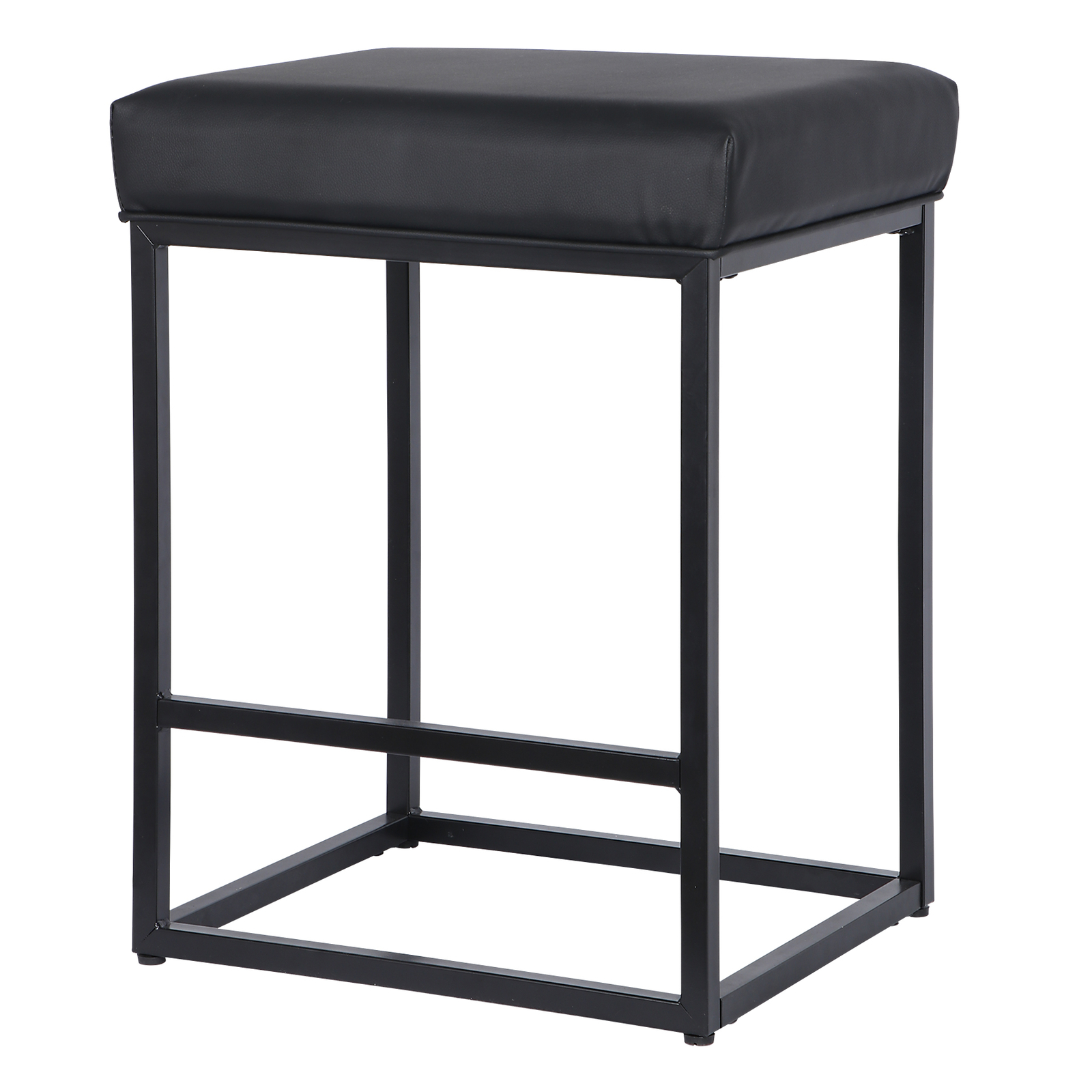 2PCS Black Backless Bar Stools PU Leather Stools Sturdy 330LBS Capacity Home