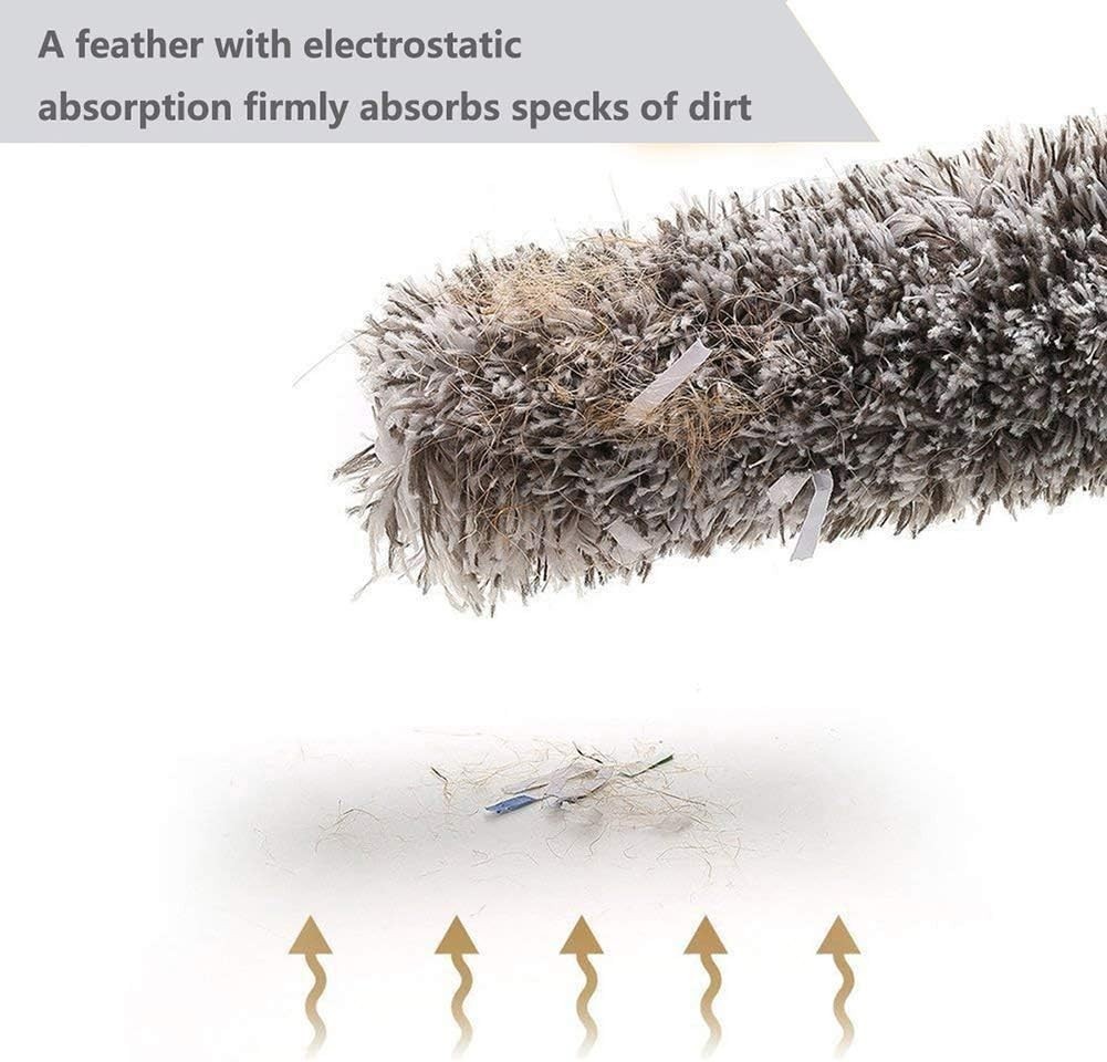 30-100in Gray Microfiber Feather Duster with Bendable Head for Safe Cleaning