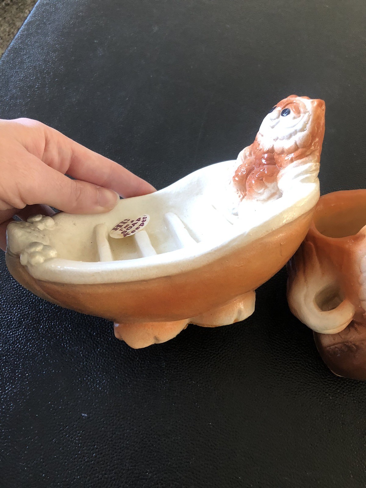 Vintage 70s Owl Toothbrush Holder Caddy Soap Dish Cup Holder Set Bathroom Decor