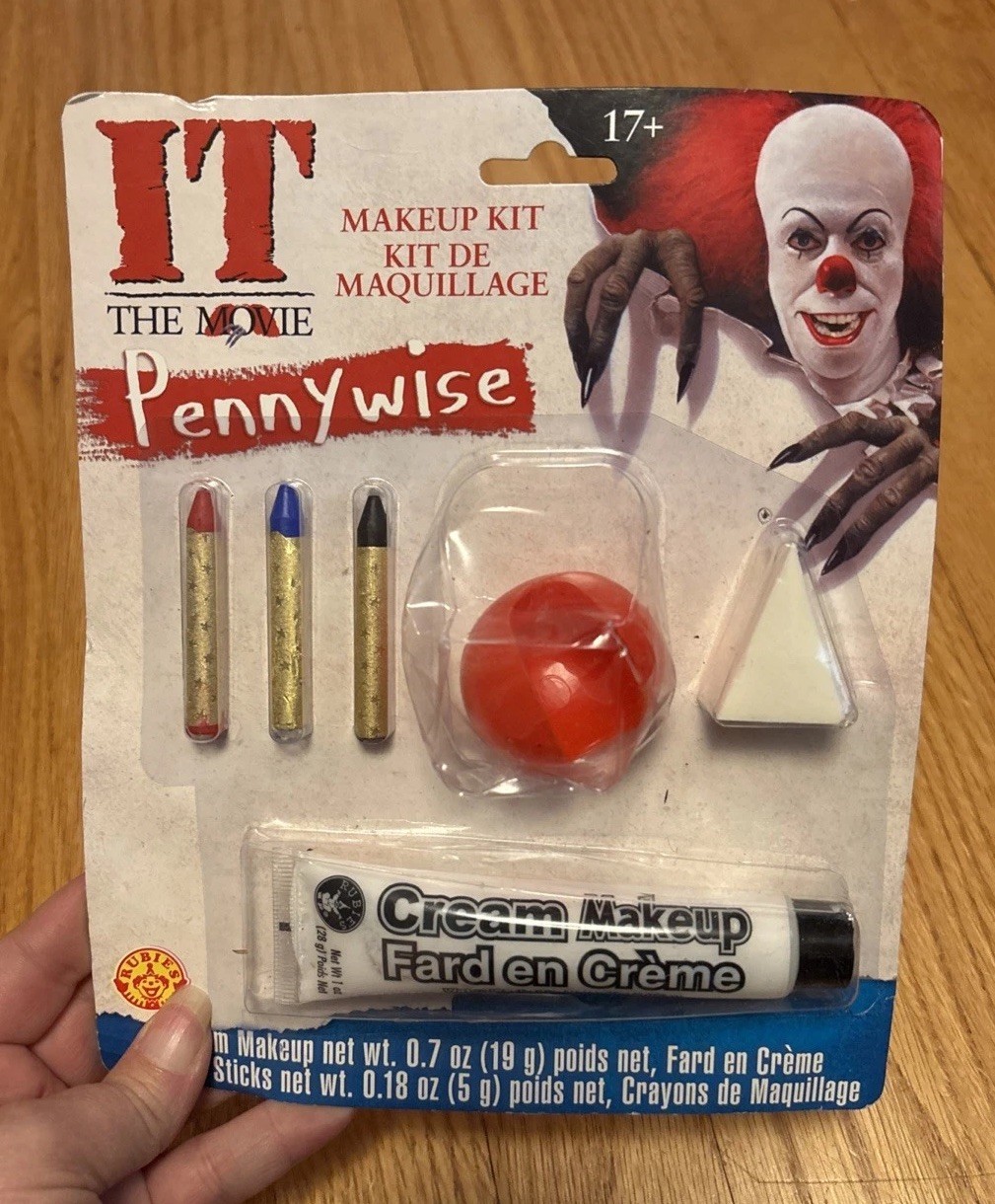Pennywise Make-Up Kit New Old Stock Clown Movie Collectible Halloween Costume