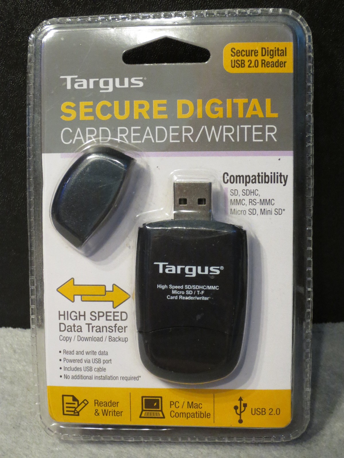 Targus TGR-MSD500 High Speed Secure USB Digital Card Reader/Writer - New