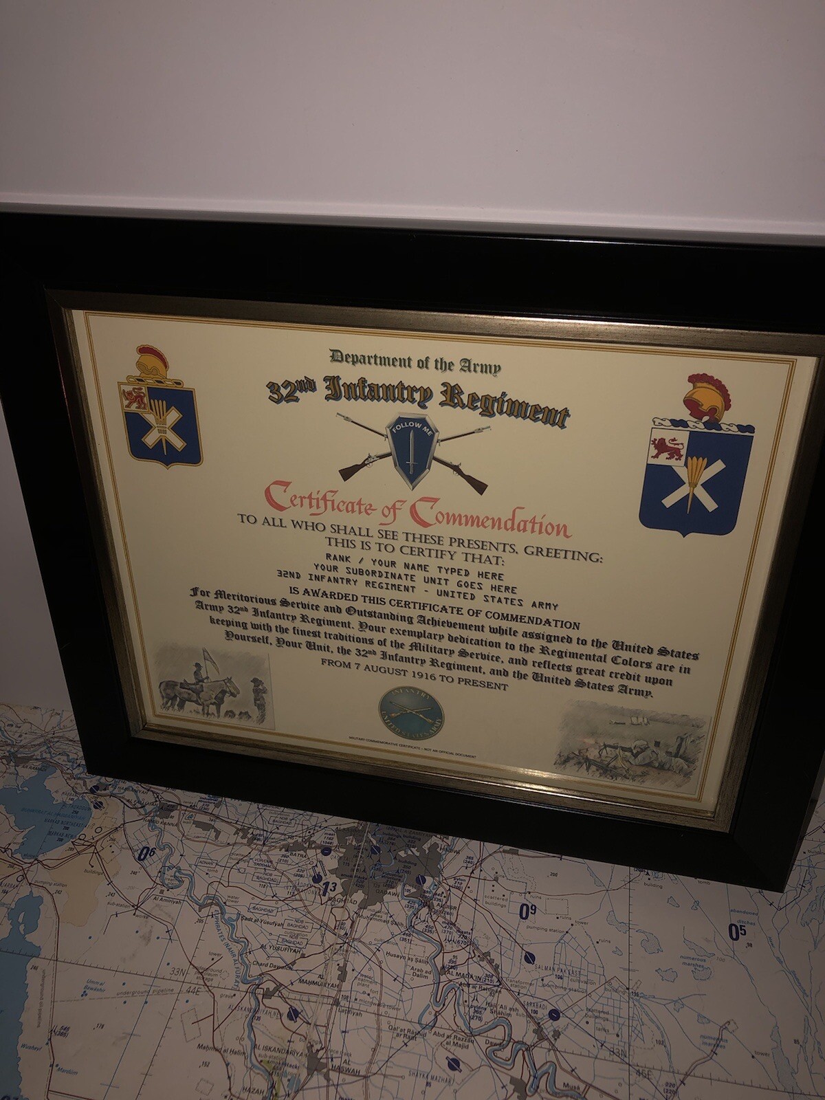 32ND INFANTRY REGIMENT / COMMEMORATIVE - CERTIFICATE OF COMMENDATION