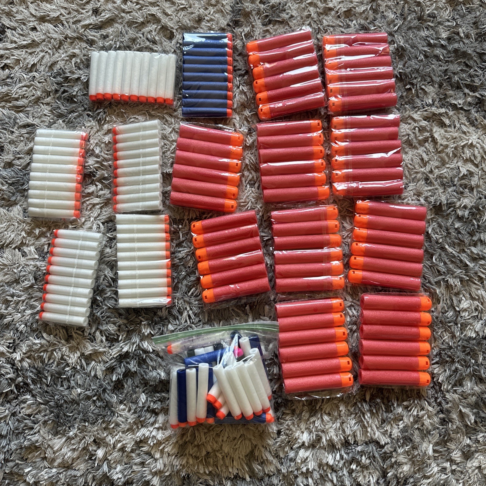 NERF Dart Bulk Ammo Lot  - N-Strike Elite Dart Lot Blue/Red/White (glow)