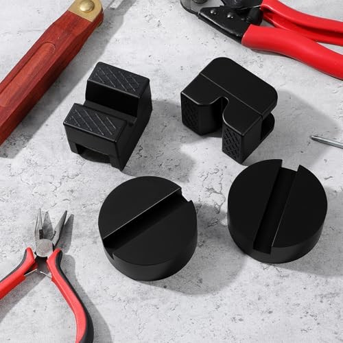 8 Pcs 2 Types Jack Stand Pads Adapter Universal Rubber Slotted Frame Rail