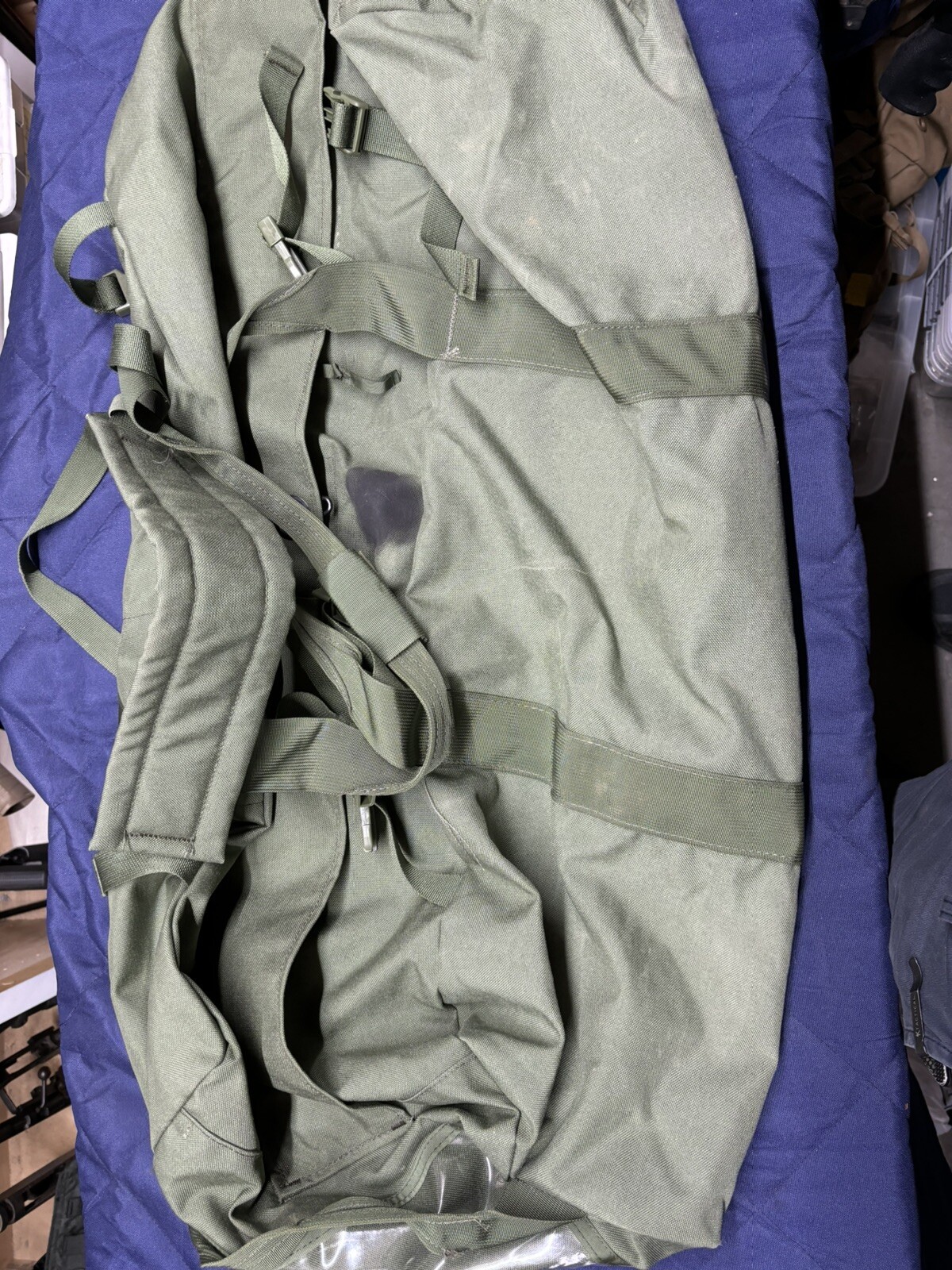 US Military Army IMPROVED Duffle Bag Back Pack USGI - OD GREEN Side Zip