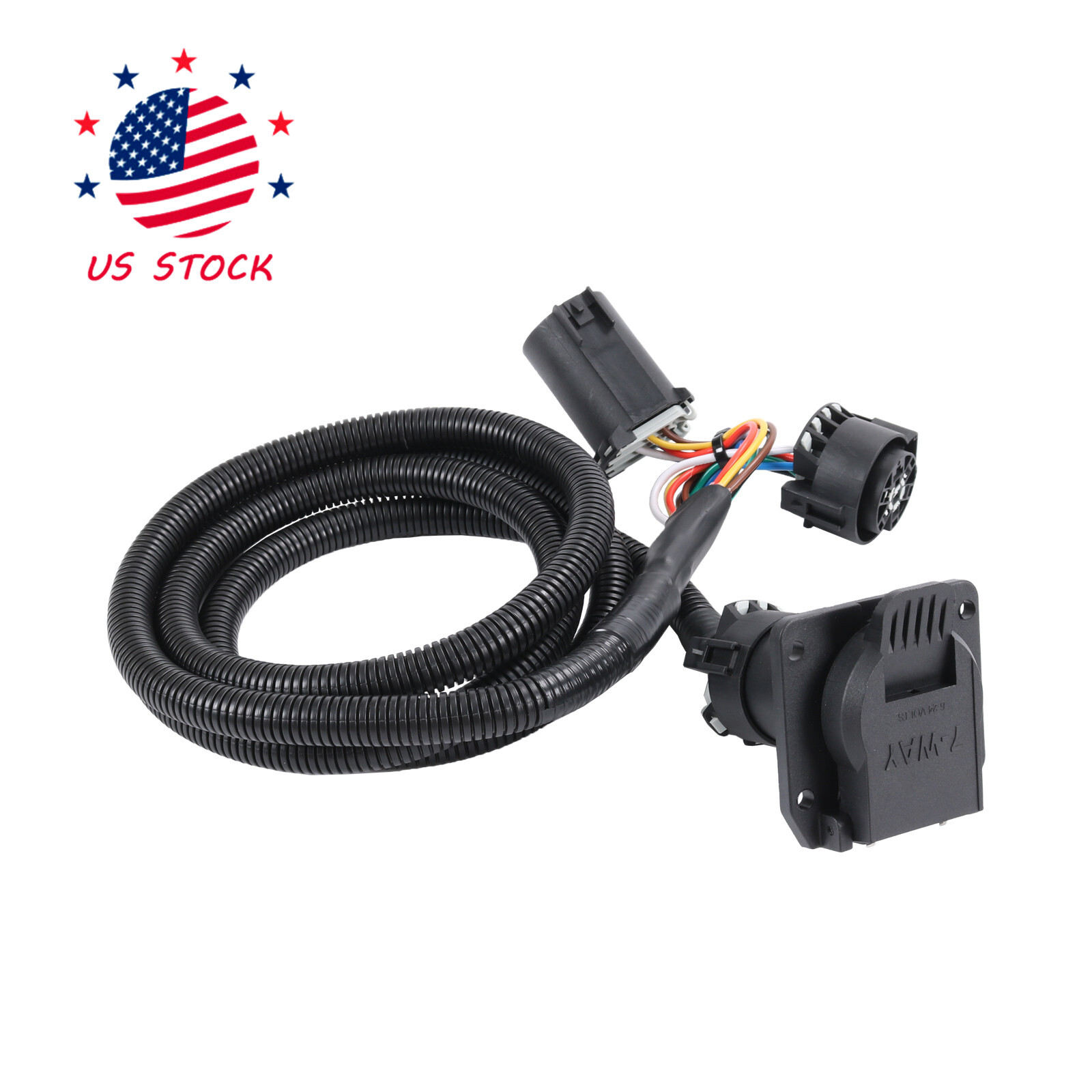 7 Pin Trailer Wiring Harness Extension Connectors Truck Bed 7 Way RV Wiring Plug