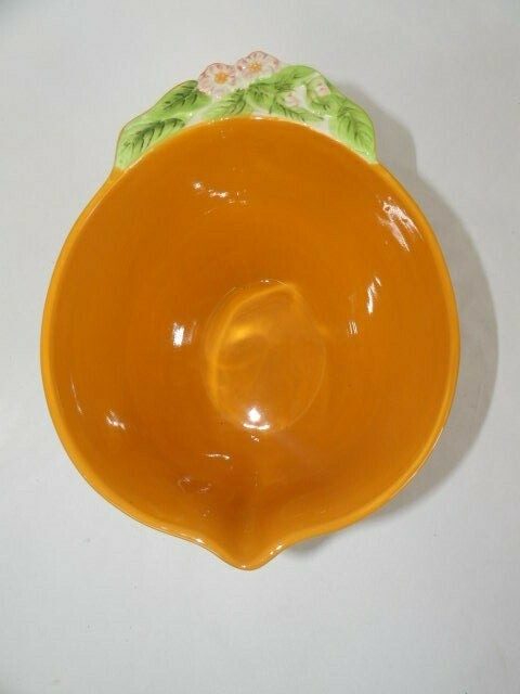 Temptations by Tara Figural Fruit 2 Quart Bowl Orange Peach with Floral Handle N