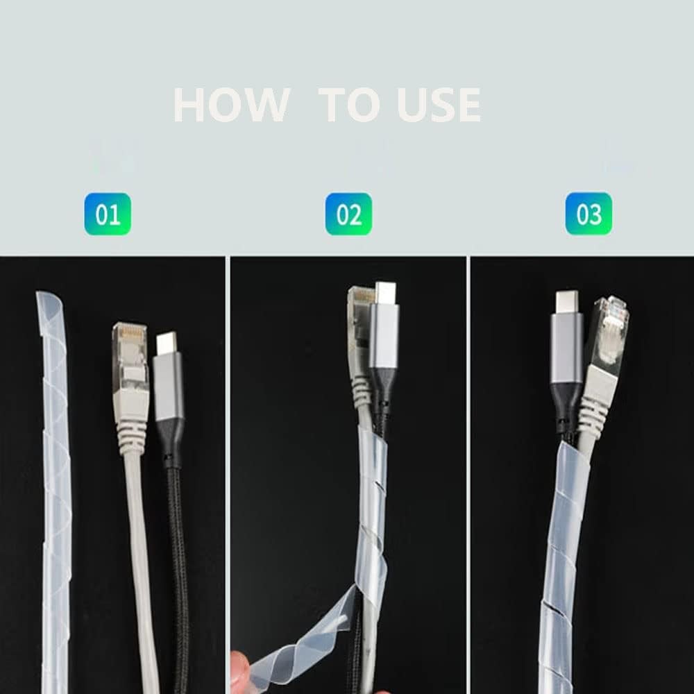 Spiral Cable Wrap - 20 Ft Cable Management Sleeve Organizer for Computer, Power,