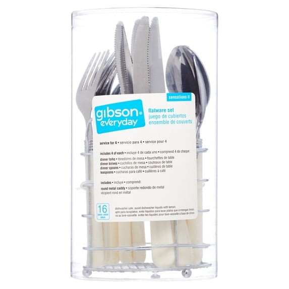 16-Piece Flatware Set with Wire Caddy